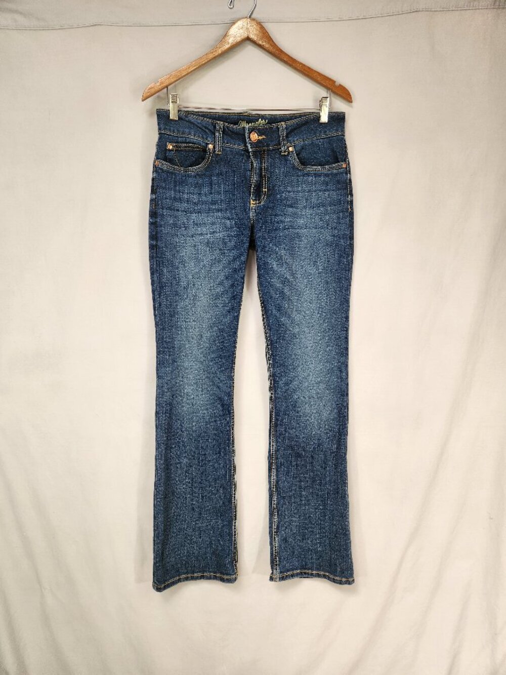 Wrangler Womens Bootcut Jeans Size 7x34 Blue Denim Mid Rise Western Y2K